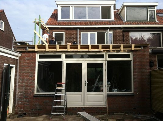 achtergevel tijdens verbouwing